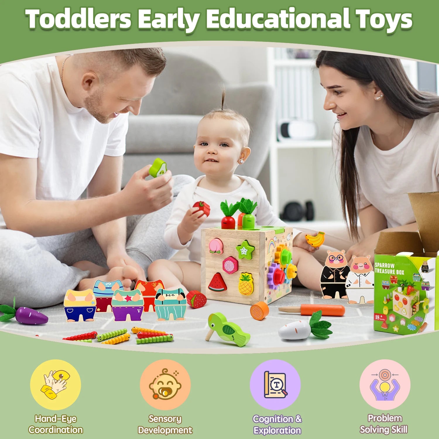 Montessori Wooden Activity Cube
